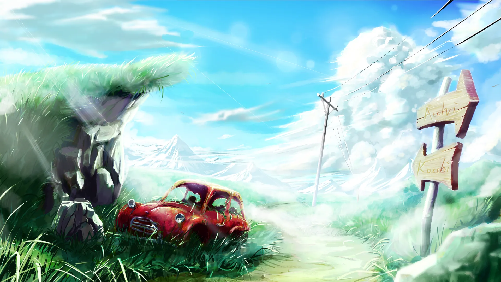 草原の廃車